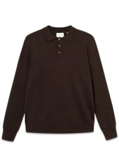 Foret BASE MERINO POLO KNIT - Cold Brown