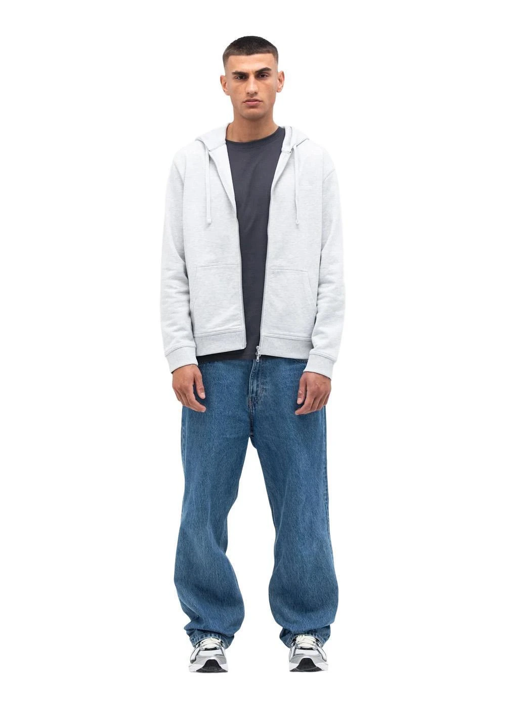 Classic Logo Zip Hoodie - Cloudy Grey 5 Classic Logo Zip Hoodie - Cloudy Grey - Billede 3