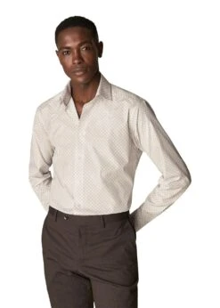 ETON Contemporary-Poplin Print - Beige -Butler Loftet Butik Contemporary Poplin Print Beige Eton 2