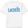 Lacoste Cotton Contrast Print Badge T-Shirt - White -Butler Loftet Butik Cotton Contrast Print Badge T Shirt White Lacoste
