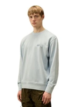 C.P. Company Crew Neck Cotton Diagonal Fleece - Light Blue -Butler Loftet Butik Crew Neck Cotton Diagonal Fleece Light Blue C P Company 2