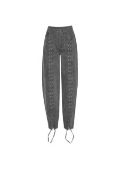 Denim Laced Leg Pants - Black