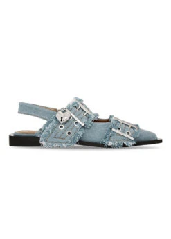 Ganni Feminine Buckle Ballerina Charms Denim - Faded Denim