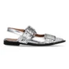 Ganni Feminine Buckle Ballerina Metallic - Silver -Butler Loftet Butik Feminine Buckle Ballerina Metallic Silver Ganni