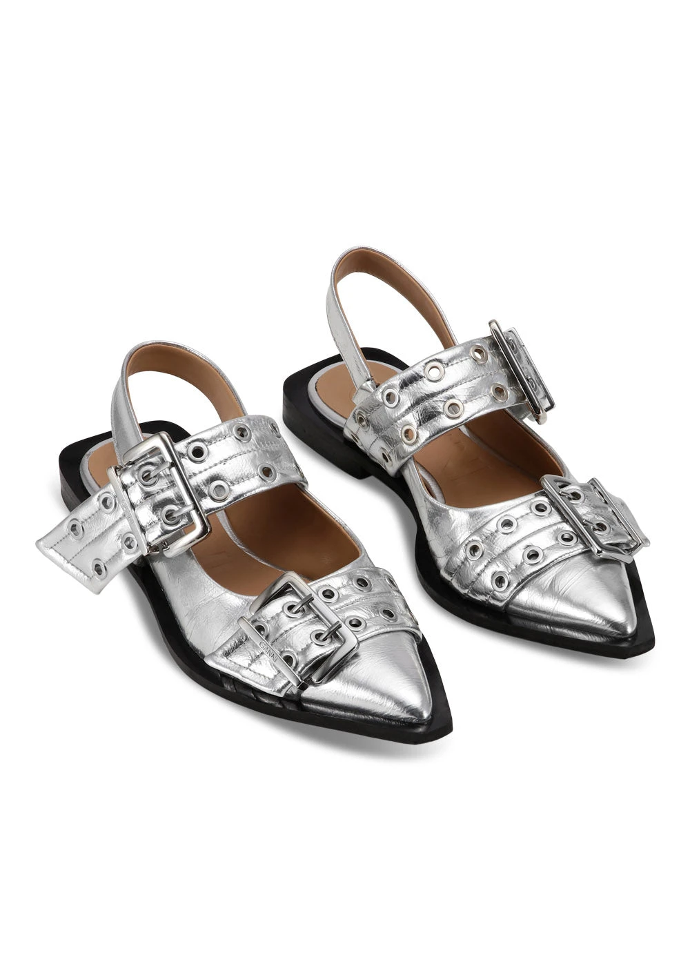 Ganni Feminine Buckle Ballerina Metallic - Silver 6 Ganni Feminine Buckle Ballerina Metallic - Silver - Billede 4