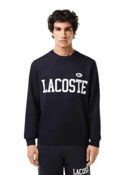 Lacoste Flocked Fleece Jogger Sweatshirt - Navy -Butler Loftet Butik Flocked Fleece Jogger Sweatshirt Navy Lacoste 2