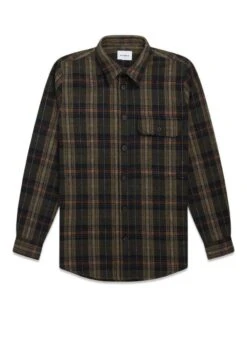 Woodbird Gloxen Check Shirt - Army Green