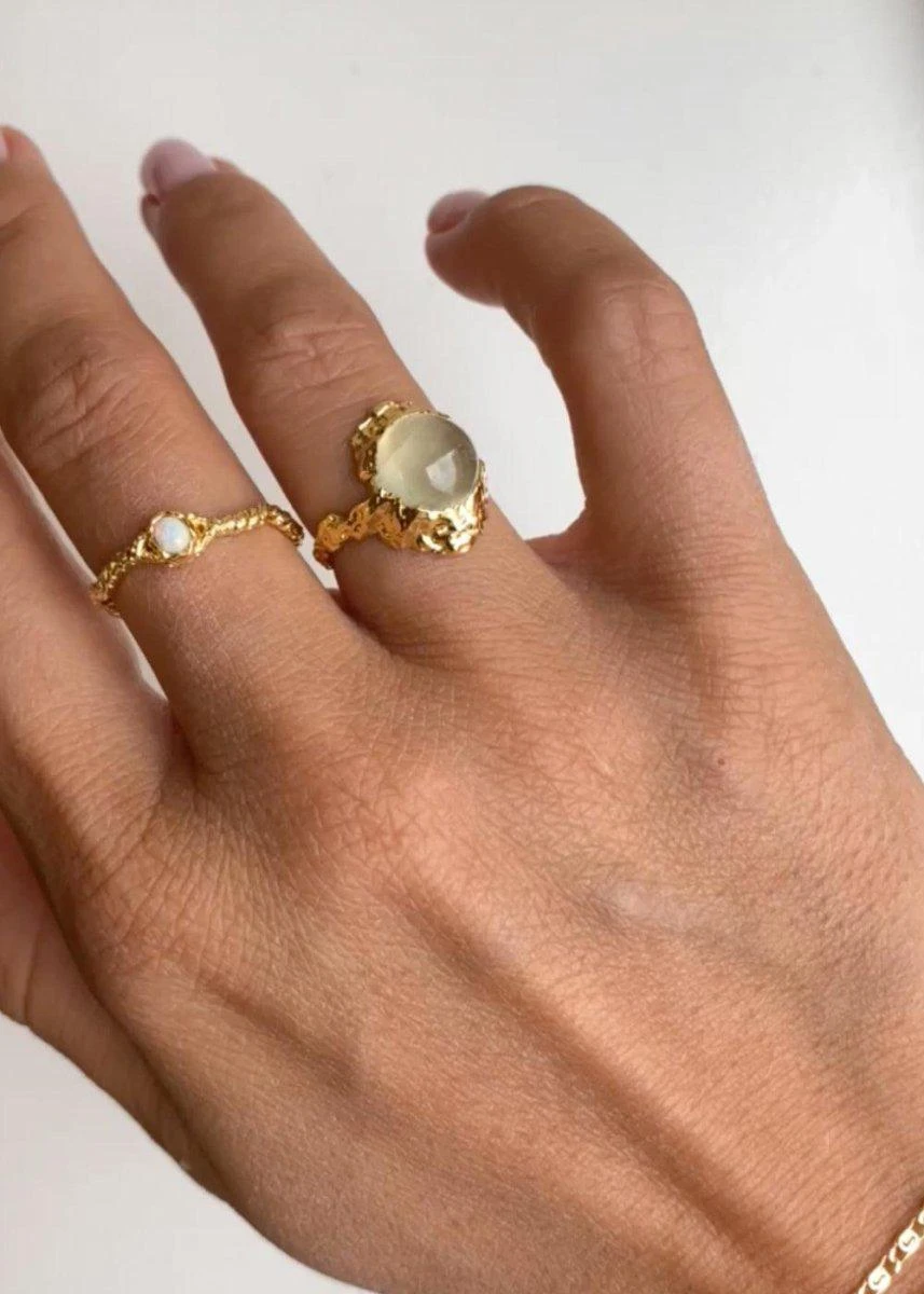 Goddess Ring Prehnite - Sterling Silver (925) Goldplated 4 Goddess Ring Prehnite - Sterling Silver (925) Goldplated - Billede 2