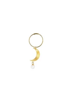 Half Moon Creole With Pearl - Gold-Plated Silver
