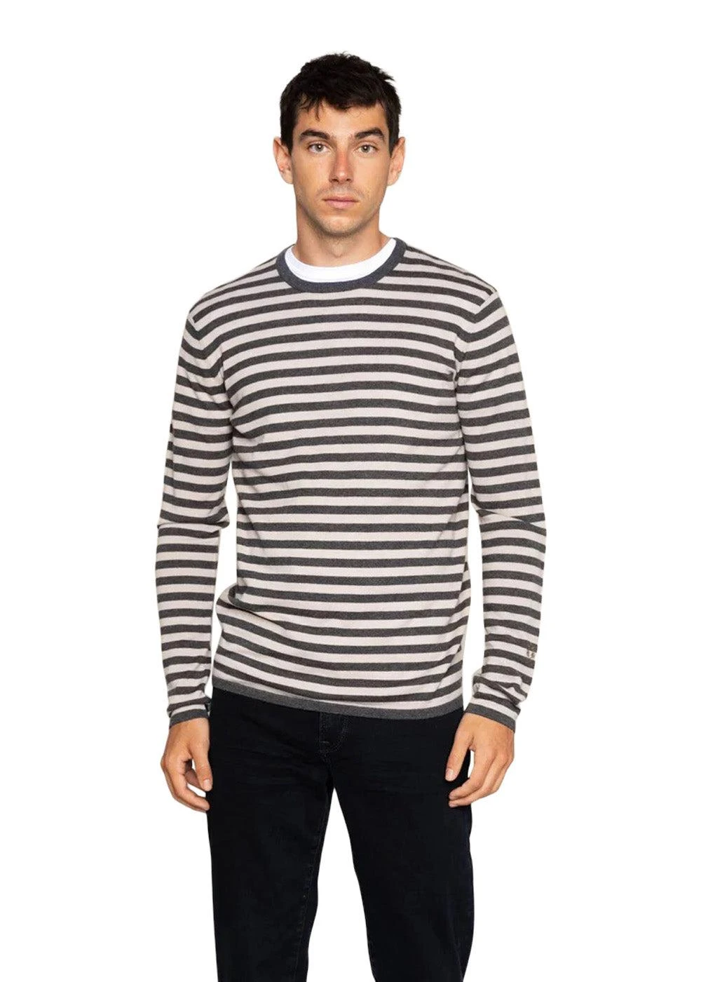 MMGAdam Soft Stripe Knit - Charcoal Melange Stripe 5 MMGAdam Soft Stripe Knit - Charcoal Melange Stripe - Billede 3