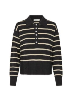 Modström MalvaMD Stripe Polo - Black Summersand Stripe