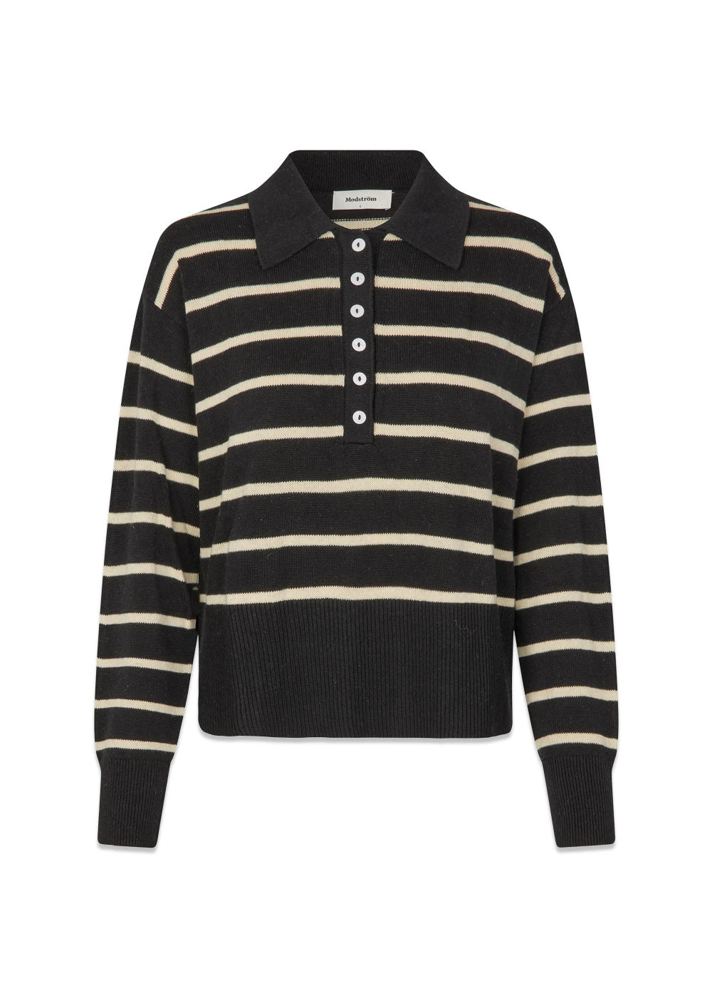 Modström MalvaMD Stripe Polo - Black Summersand Stripe 3 Modström MalvaMD Stripe Polo - Black Summersand Stripe