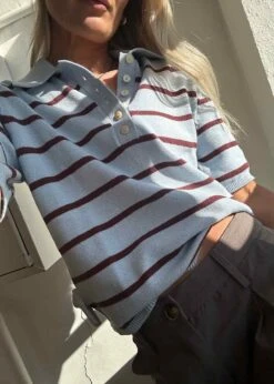 Modström Malvamd SS Stripe Polo - Cashmere Blue Andorra Stripe -Butler Loftet Butik Malvamd SS stripe polo Cashmere Blue Andorra Stripe Modstrom 3