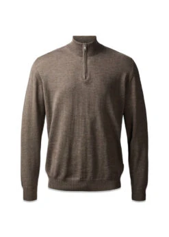 Clipper Milan 1/4 Zip - Dark Khaki Mel