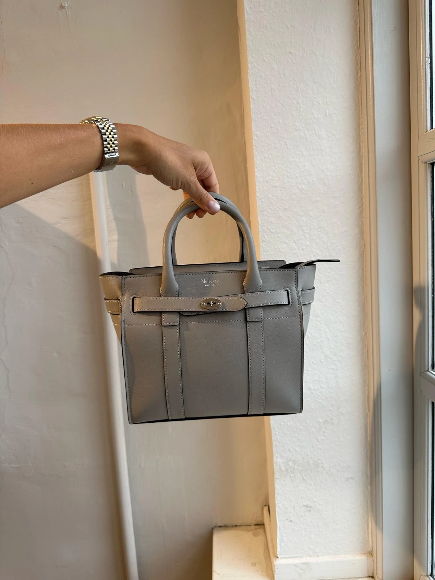 Mulberry Mini Zipped Bayswater Micro Classic Grai - Pale Grey 6 Mulberry Mini Zipped Bayswater Micro Classic Grai - Pale Grey - Billede 4