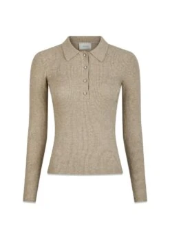 Neo Noir Panama Knit Blouse - Beige Melange