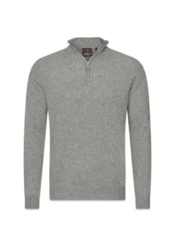 Oscar Jacobson Patton Half Zip - Grey Melange
