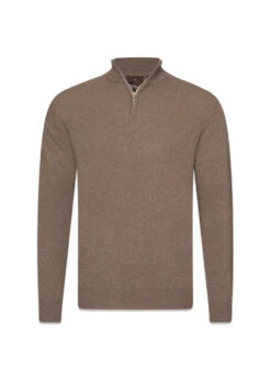 Oscar Jacobson Patton Half Zip - Walnut Beige