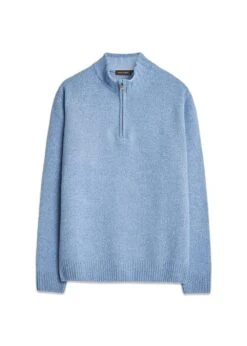 Oscar Jacobson Paul Half Zip - Pond Blue