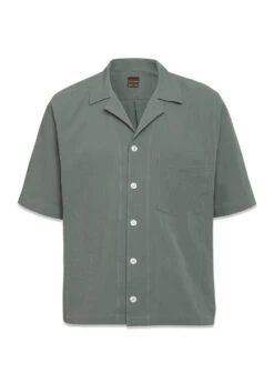 Oscar Jacobson Reg Fit Cuban SS Seersucker Shirt - Balsam Green