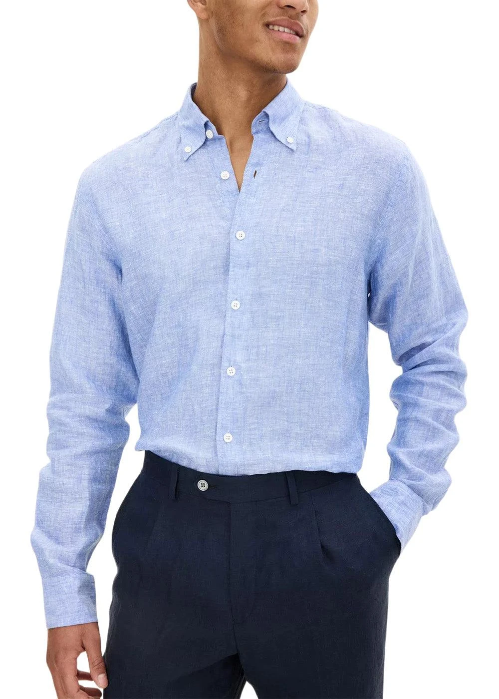 Oscar Jacobson Regular Fit Signature Linen - Harmony Blue 5 Oscar Jacobson Regular Fit Signature Linen - Harmony Blue - Billede 3