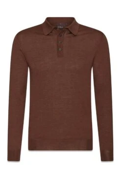 Oscar Jacobson Ruben Poloshirt LS - Tobacco Brown