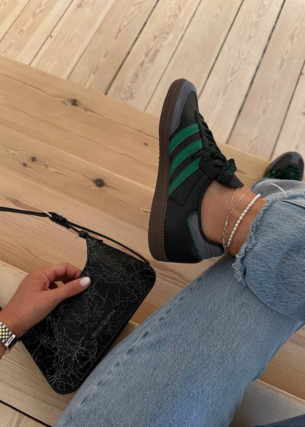 Adidas Originals SAMBA OG - Core Black / Green / Grey Six 5 Adidas Originals SAMBA OG - Core Black / Green / Grey Six - Billede 3