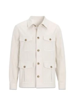 Oscar Jacobson Safari Shirt Jacket - Creme White