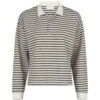 Neo Noir Sara Stripe Polo Blouse - Sand -Butler Loftet Butik Sara Stripe Polo Blouse Sand Neo Noir