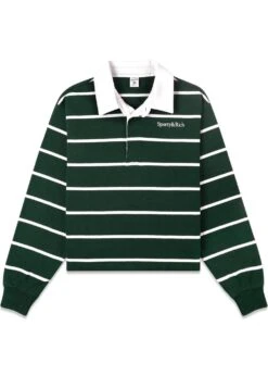 Serif Logo Cropped Rugby Polo - Forest/White