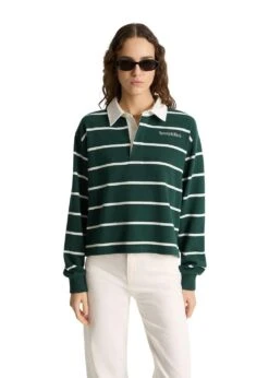 Serif Logo Cropped Rugby Polo - Forest/White -Butler Loftet Butik Serif Logo Cropped Rugby Polo ForestWhite Sporty Rich 4