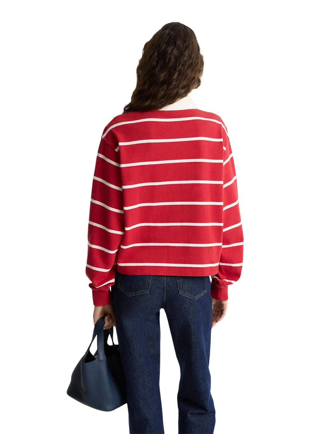 Serif Logo Cropped Rugby Polo - Ruby/White 7 Serif Logo Cropped Rugby Polo - Ruby/White - Billede 5