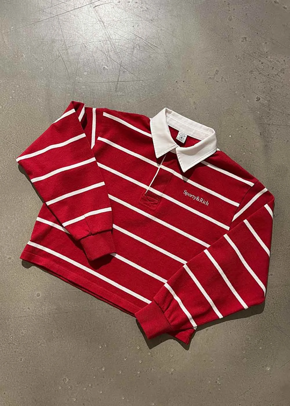 Serif Logo Cropped Rugby Polo - Ruby/White 8 Serif Logo Cropped Rugby Polo - Ruby/White - Billede 6