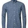 ETON Slim-Chambray Floral Shirt - Blue Denim