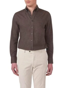 Oscar Jacobson Slim Fit BD Flannel - Dusk Brown -Butler Loftet Butik Slim Fit BD Flannel Dusk Brown Oscar Jacobson 3