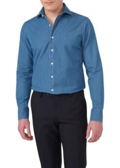 Oscar Jacobson Slim Fit Cut Away Denim Shirt - Denim Blue 7 Oscar Jacobson Slim Fit Cut Away Denim Shirt - Denim Blue -Butler Loftet Butik Slim Fit Cut Away Denim Shirt Denim Blue Oscar Jacobson 3