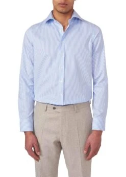 Oscar Jacobson Slim Fit Cut Away Non Iron Banker Stripe - Light Blue 7 Oscar Jacobson Slim Fit Cut Away Non Iron Banker Stripe - Light Blue -Butler Loftet Butik Slim Fit Cut Away Non Iron Banker Stripe Light Blue Oscar Jacobson 3