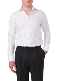 Oscar Jacobson Slim Fit Cut Away Non Iron Twill - Optical White -Butler Loftet Butik Slim Fit Cut Away Non Iron Twill Optical White Oscar Jacobson 3