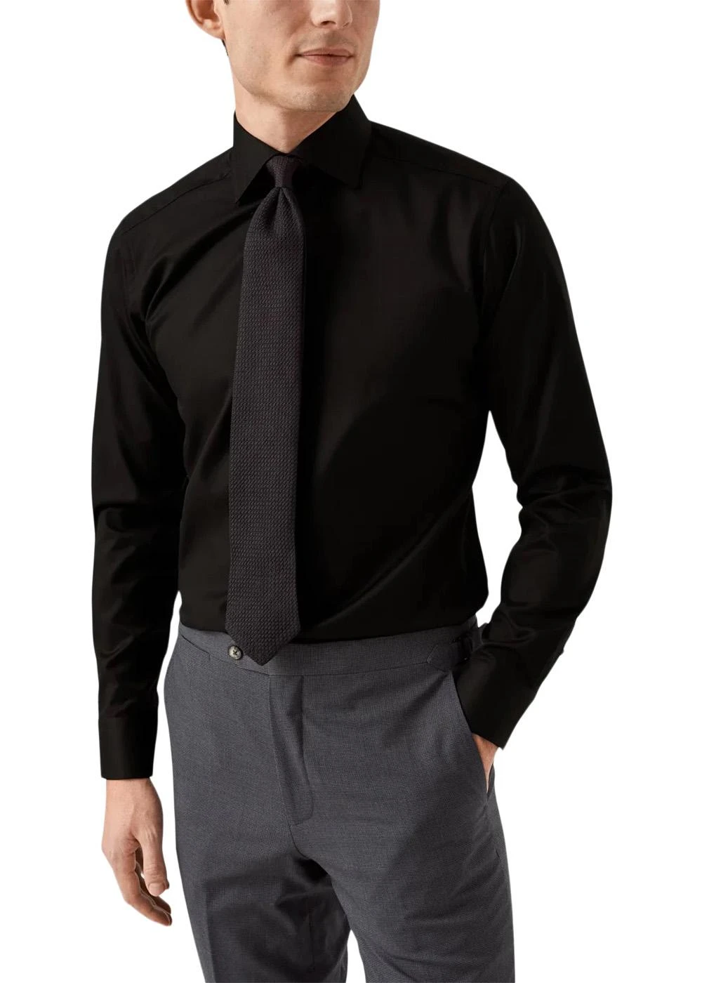 ETON Slim Fit Signature Twill Pointed - Black 4 ETON Slim Fit Signature Twill Pointed - Black - Billede 2