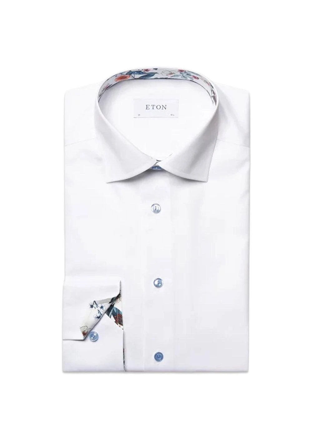 ETON Slim Floral Effect Signature Twill Shirt - White 3 ETON Slim Floral Effect Signature Twill Shirt - White