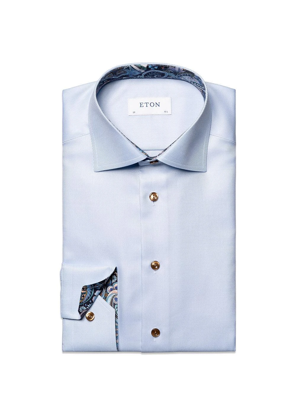 ETON Slim Floral Effect Textured Twill Shirt - Light Blue 3 ETON Slim Floral Effect Textured Twill Shirt - Light Blue