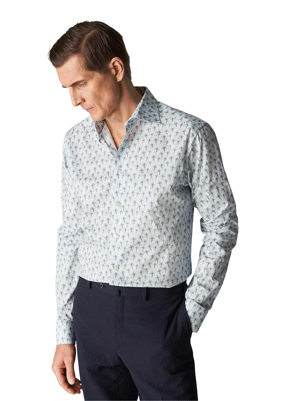 ETON Slim - Floral Print - Light Blue 5 ETON Slim - Floral Print - Light Blue - Billede 3