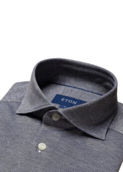 ETON Slim-Oxford Pique Shirt - Navy Blue -Butler Loftet Butik Slim Oxford Pique Shirt Navy Blue Eton 3