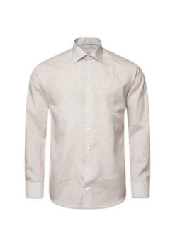ETON Slim Poplin Print - Brun
