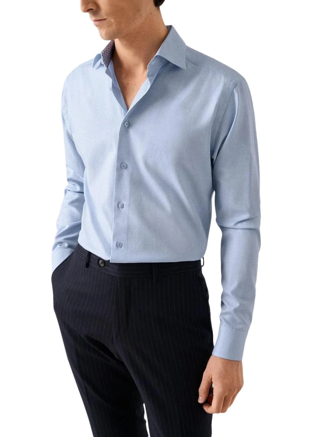 ETON Slim Semi Solid Effect Dobby Shirt - Light Blue 4 ETON Slim Semi Solid Effect Dobby Shirt - Light Blue - Billede 2