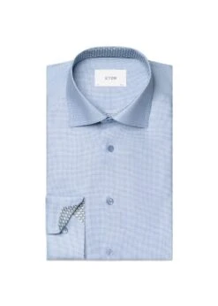 ETON Slim Semi Solid Effect Dobby Shirt - Light Blue