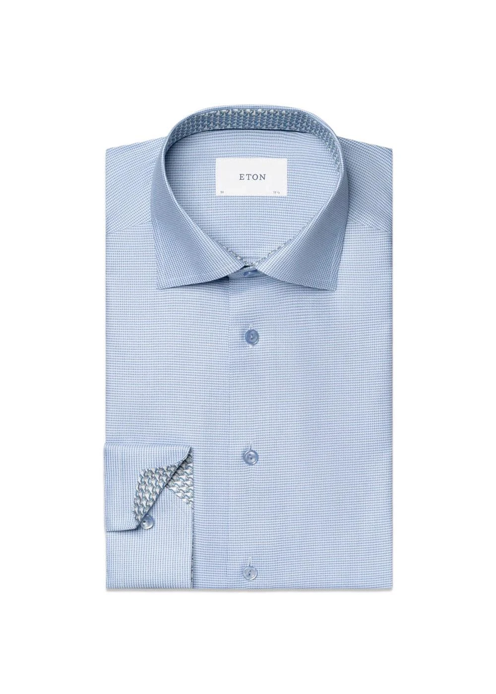 ETON Slim Semi Solid Effect Dobby Shirt - Light Blue 3 ETON Slim Semi Solid Effect Dobby Shirt - Light Blue
