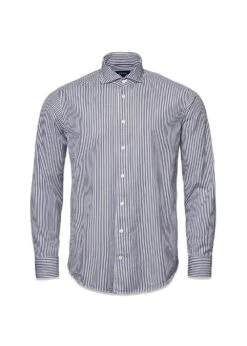 ETON Slim Stripped Contton-Tencel Shirt - Black Stripped