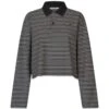 Steffi Boxy Polo - Black/Off White Stripe