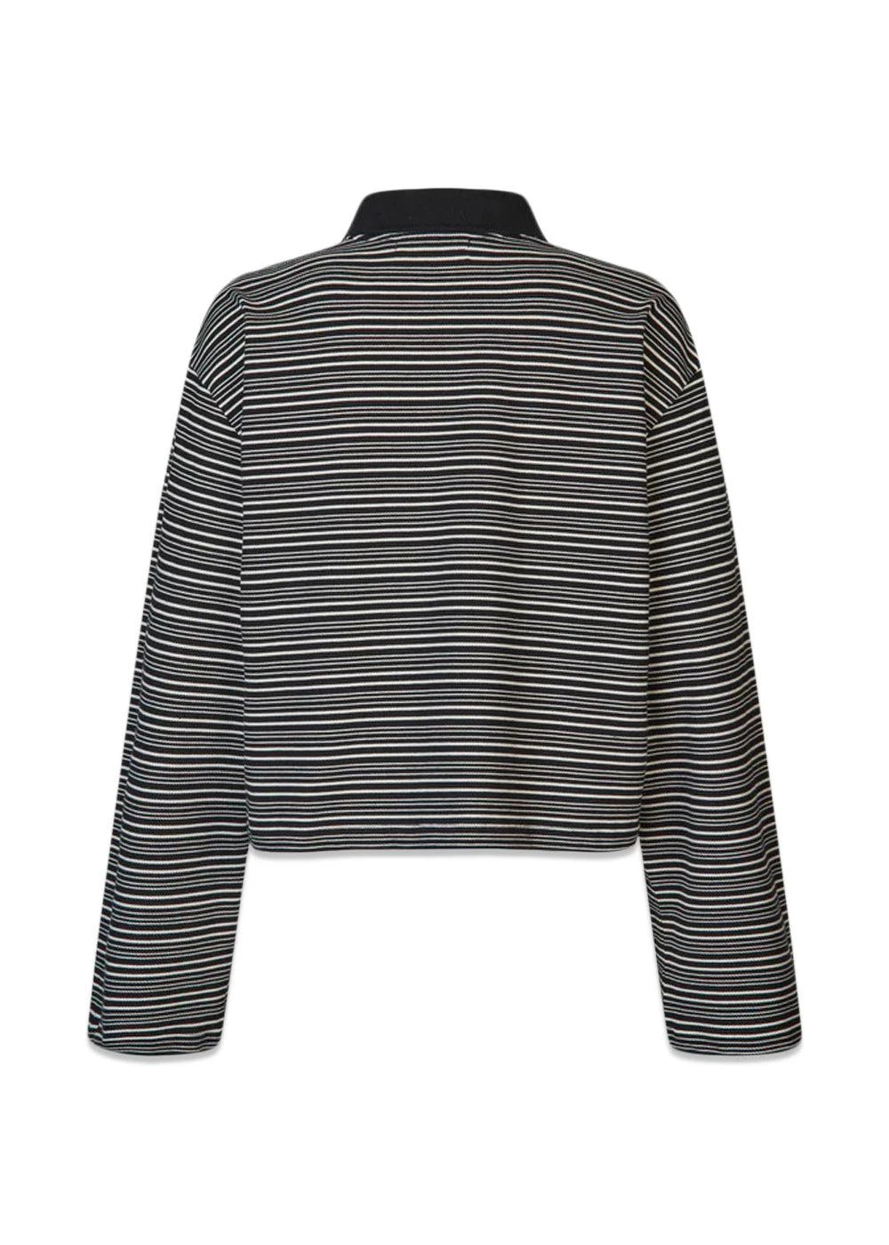 Steffi Boxy Polo - Black/Off White Stripe 4 Steffi Boxy Polo - Black/Off White Stripe - Billede 2